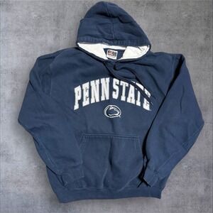 Vintage Penn State Sweatshirt Mens L Blue Hoodie Nittany Lions Student Sweater